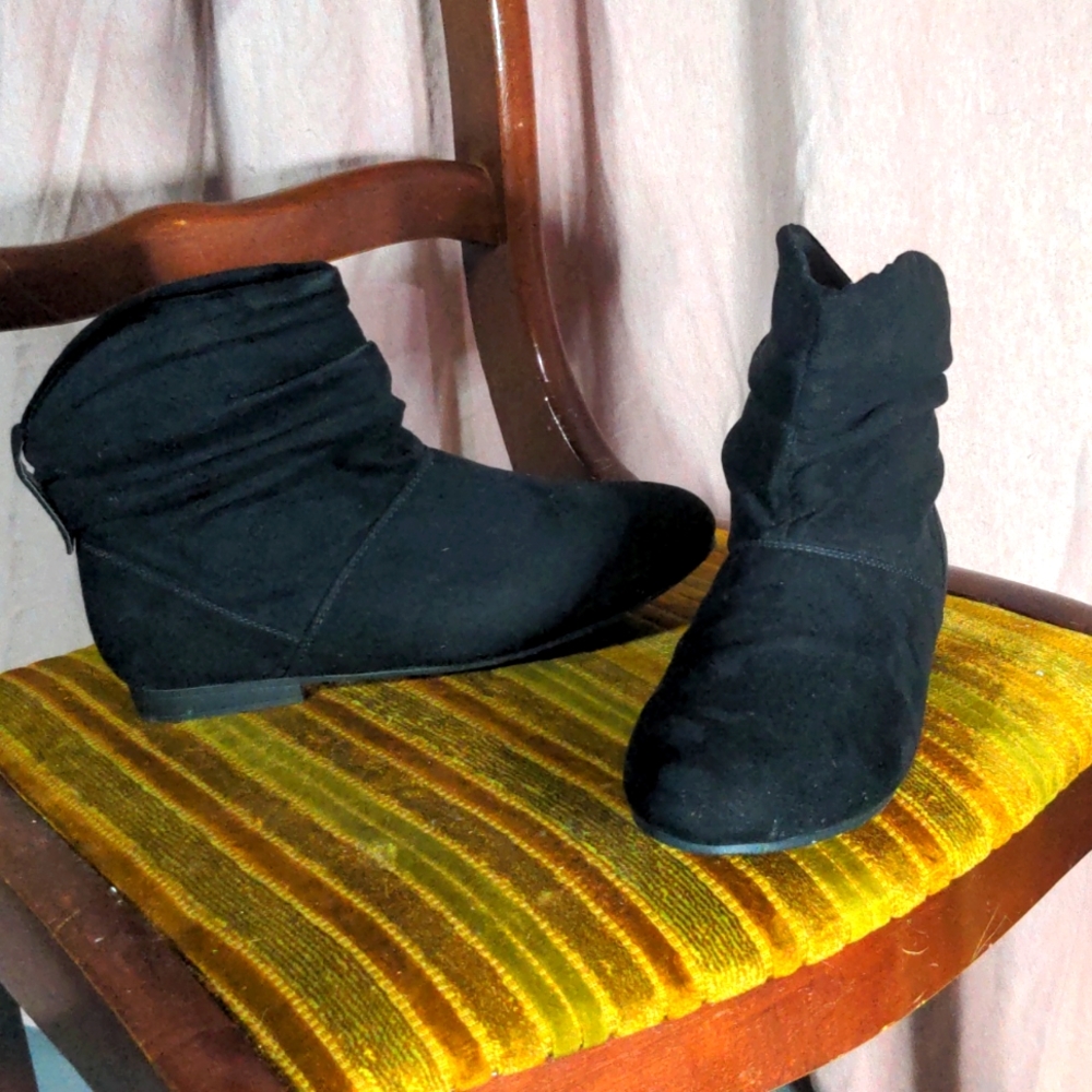 Black suede booties